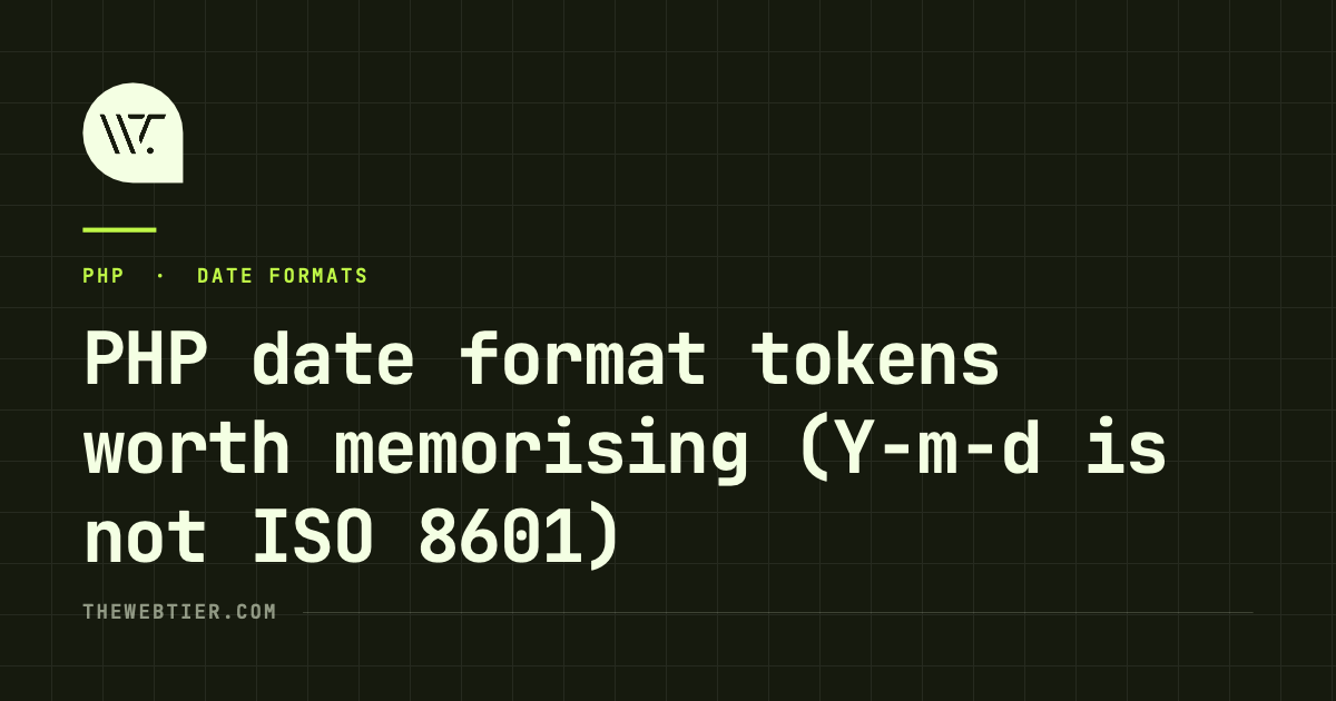 PHP date format tokens worth memorising (Y-m-d is not ISO 8601)